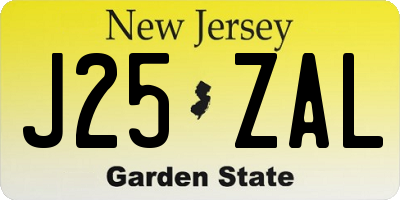NJ license plate J25ZAL