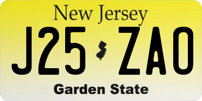 NJ license plate J25ZAO