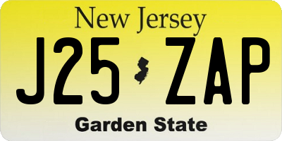 NJ license plate J25ZAP