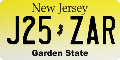 NJ license plate J25ZAR