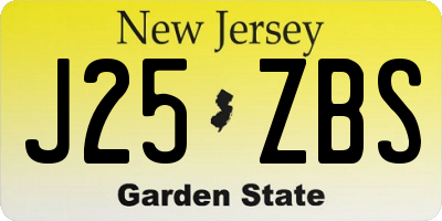 NJ license plate J25ZBS