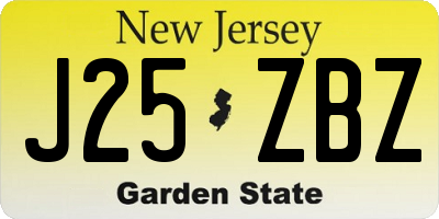 NJ license plate J25ZBZ