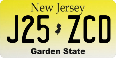 NJ license plate J25ZCD