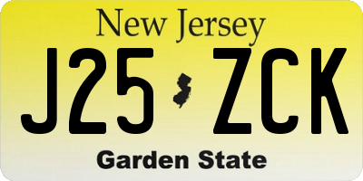 NJ license plate J25ZCK