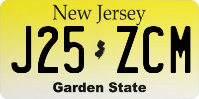 NJ license plate J25ZCM