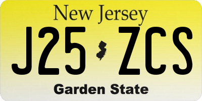 NJ license plate J25ZCS