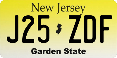 NJ license plate J25ZDF