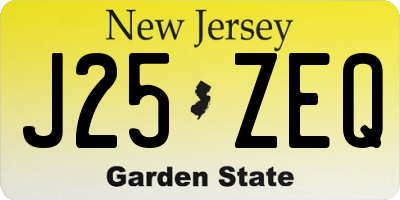NJ license plate J25ZEQ