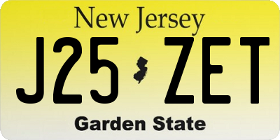 NJ license plate J25ZET