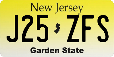 NJ license plate J25ZFS