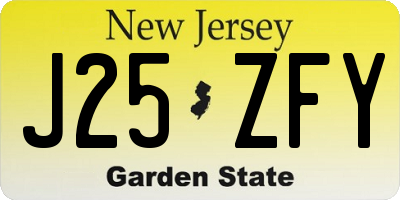 NJ license plate J25ZFY