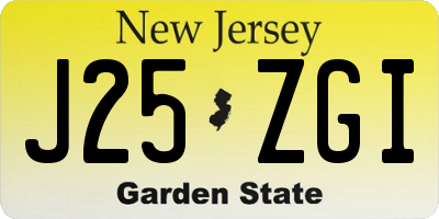 NJ license plate J25ZGI