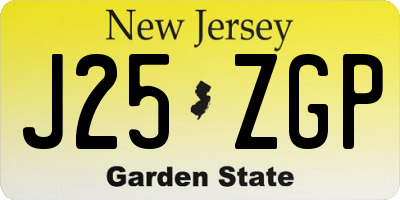 NJ license plate J25ZGP