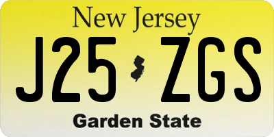 NJ license plate J25ZGS