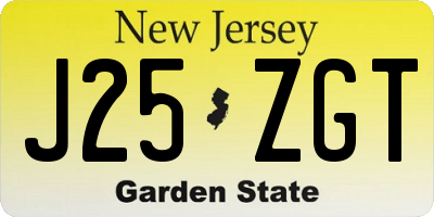NJ license plate J25ZGT