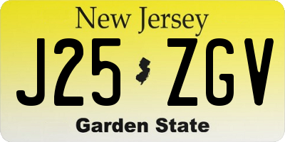 NJ license plate J25ZGV