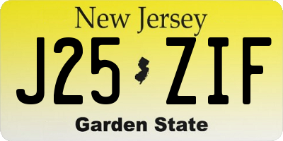 NJ license plate J25ZIF