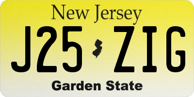 NJ license plate J25ZIG