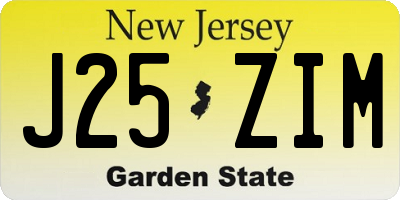 NJ license plate J25ZIM