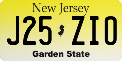 NJ license plate J25ZIO