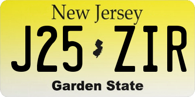 NJ license plate J25ZIR