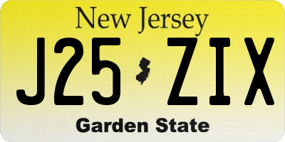 NJ license plate J25ZIX