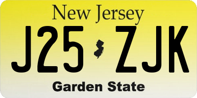 NJ license plate J25ZJK