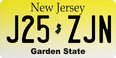 NJ license plate J25ZJN