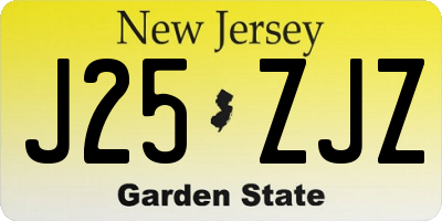 NJ license plate J25ZJZ