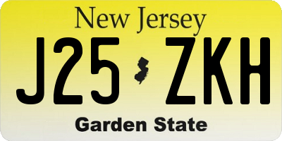 NJ license plate J25ZKH