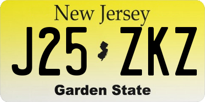 NJ license plate J25ZKZ
