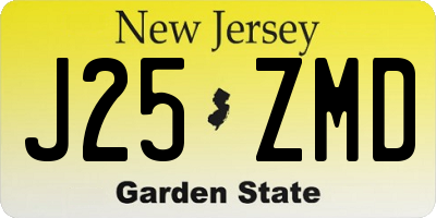 NJ license plate J25ZMD
