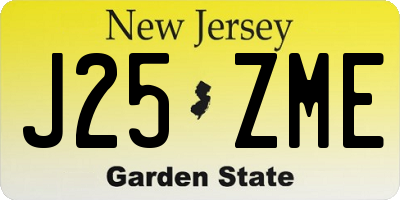 NJ license plate J25ZME