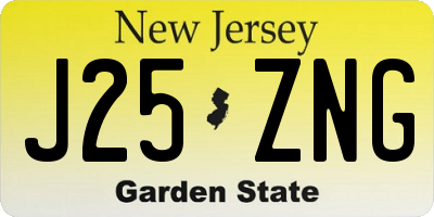 NJ license plate J25ZNG