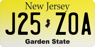 NJ license plate J25ZOA