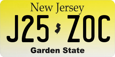 NJ license plate J25ZOC