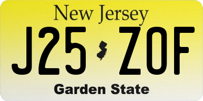 NJ license plate J25ZOF