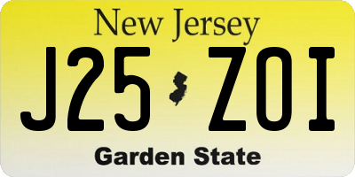 NJ license plate J25ZOI