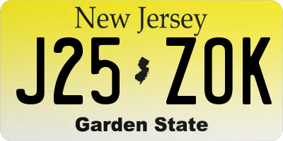 NJ license plate J25ZOK