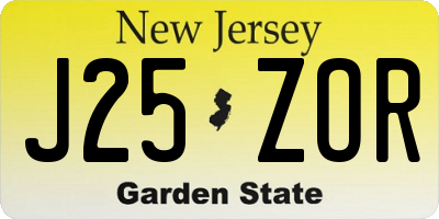NJ license plate J25ZOR