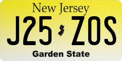 NJ license plate J25ZOS