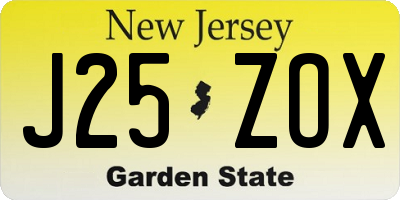 NJ license plate J25ZOX