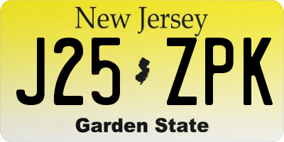 NJ license plate J25ZPK