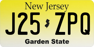 NJ license plate J25ZPQ