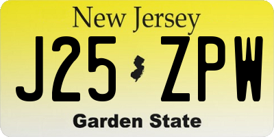 NJ license plate J25ZPW