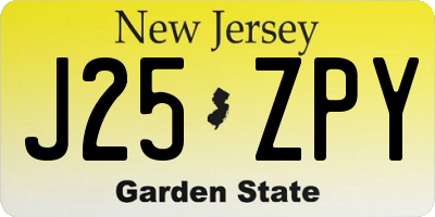 NJ license plate J25ZPY