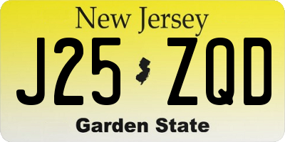 NJ license plate J25ZQD