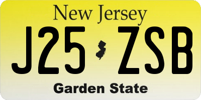 NJ license plate J25ZSB