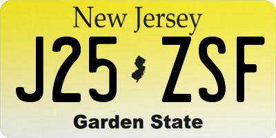 NJ license plate J25ZSF