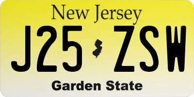 NJ license plate J25ZSW